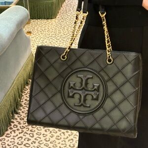 Black Quilted Leather Tote Bag
